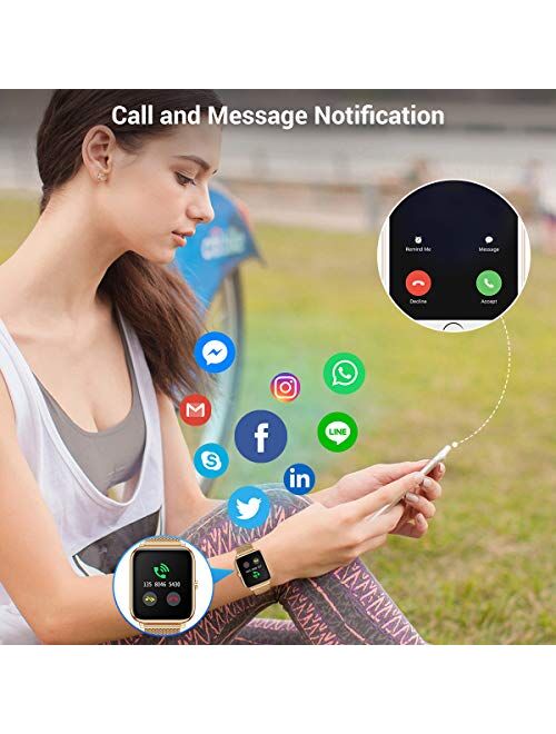 CanMixs Smart Watch for Android Phones iOS Waterproof Smart Watches for Women Men Sports Digital Watch Fitness Tracker Heart Rate Blood Oxygen Sleep Monitor Touch Screen 