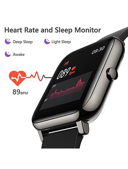Smart Watch, KALINCO Fitness Tracker with Heart Rate Monitor, Blood Pressure, Blood Oxygen Tracking, 1.4 Inch Touch Screen Smartwatch Fitness Watch for Women Men Compatib