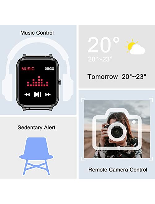 Smart Watch, KALINCO Fitness Tracker with Heart Rate Monitor, Blood Pressure, Blood Oxygen Tracking, 1.4 Inch Touch Screen Smartwatch Fitness Watch for Women Men Compatib