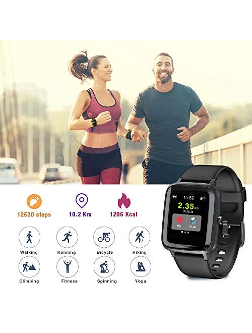 Blackview Smart Watch for Android Phones and iOS Phones, All-Day Activity Tracker with Heart Rate Sleep Monitor, 1.3" Full Touch Screen, 5ATM Waterproof Pedometer, Smartw