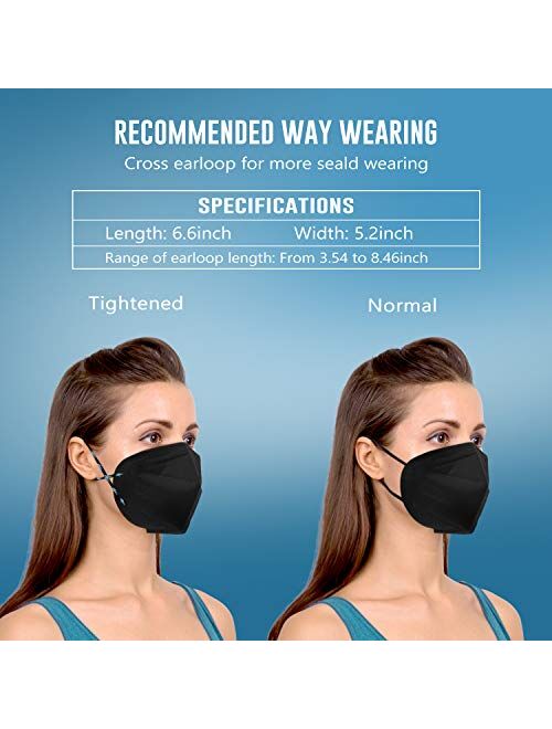 KN95 Face Mask 50 Pack, Miuphro Black KN95 Mask Protection Against PM2.5 Dust, Air Pollution