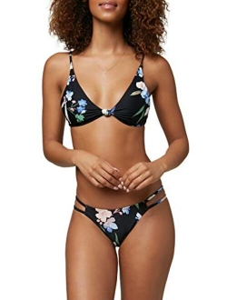 Women's Solid Knot Front Detail Triangle Bikini Swimsuit Top