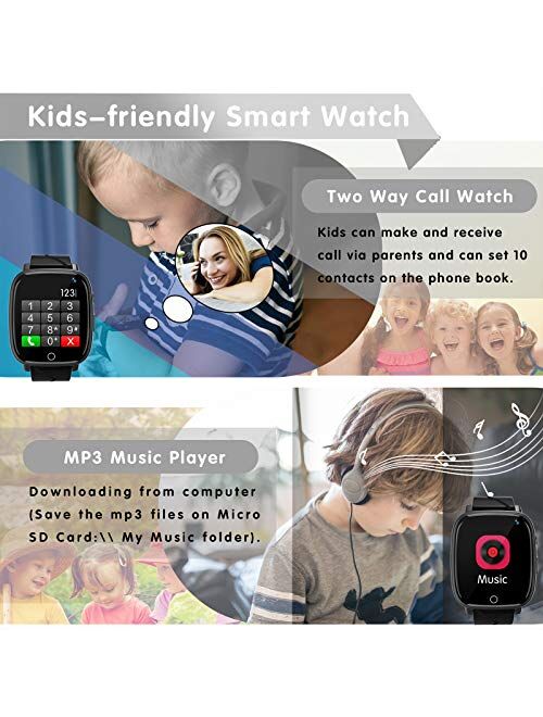 Kids Smart Watch for Boys Girls – Kids Smartwatch with Call 7 Games Music Player Camera SOS Alarm Clock Calculator 12/24 hr Touch Screen Children Smart Watch Birthday Gif