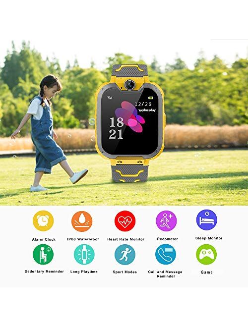 Kids Smartwatch Girls and Boys,Colorful Touch Screen Waterproof Smartwatch with Camera Games Alarm Touch Screen SOS Call Voice Chatting Christmas Birthday Gift Students T