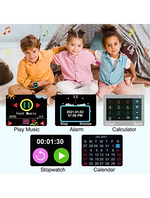 PROGRACE Kids Smart Watch with 90°Rotatable Camera Smartwatch Touch Screen Kids Watch Music Pedometer Flashlight FM Radio Games Digital Wrist Watch