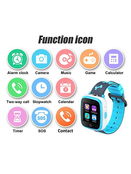 Efolen Smartwatch for Kids - Music Game Player Smart Watch with 2 Camara 6 Game Alarm Clock Two Way Call Calendar SOS 1.54 HD Touch Screen for 3-14Year Boys Girls