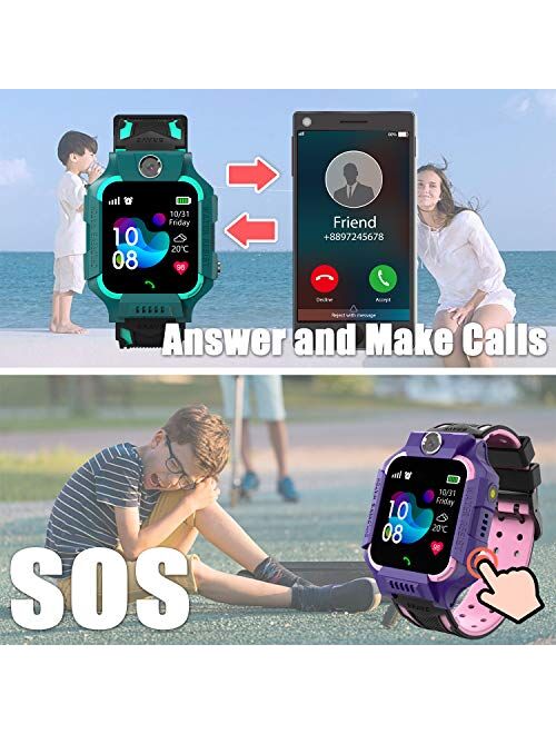 Smart Watch Phone Gift for Kids - Children Smartwatch Boys Girls with SOS Help 14 Puzzle Games Music MP3 MP4 Player HD Selfie Camera Calculator Alarms Pedometer 12/24 Hou