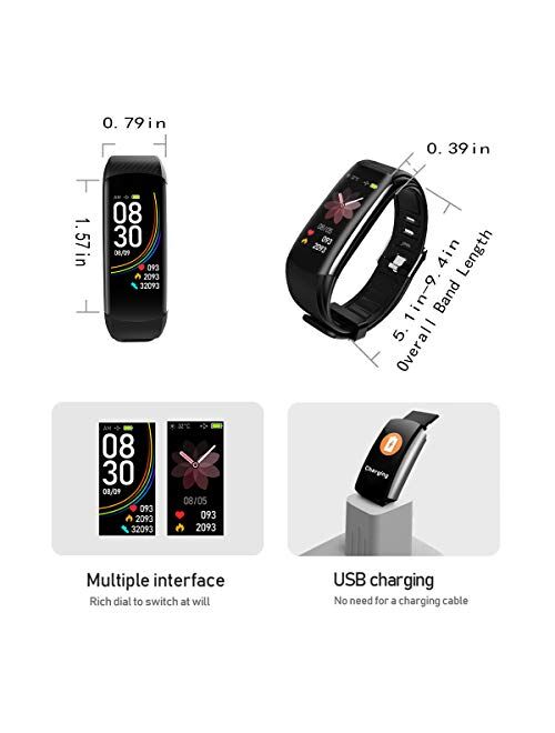 Smart Watch, Fitness Tracker with Body Temperature Thermometer Blood Oxygen Heart Rate Blood Pressure Monitor Sleep Monitor Step Counter Pedometer Calorie Counter IP67 Wa