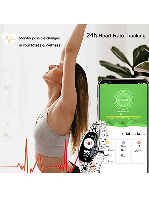 TMYIOYC Fitness Tracker, Fitness Watches for Women, Digital Watch with Heart Rate, Blood Pressure, Pedometer, Message Notification, Workout Activity Tracker, Sleep Monito