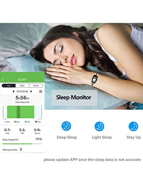 TMYIOYC Fitness Tracker, Fitness Watches for Women, Digital Watch with Heart Rate, Blood Pressure, Pedometer, Message Notification, Workout Activity Tracker, Sleep Monito