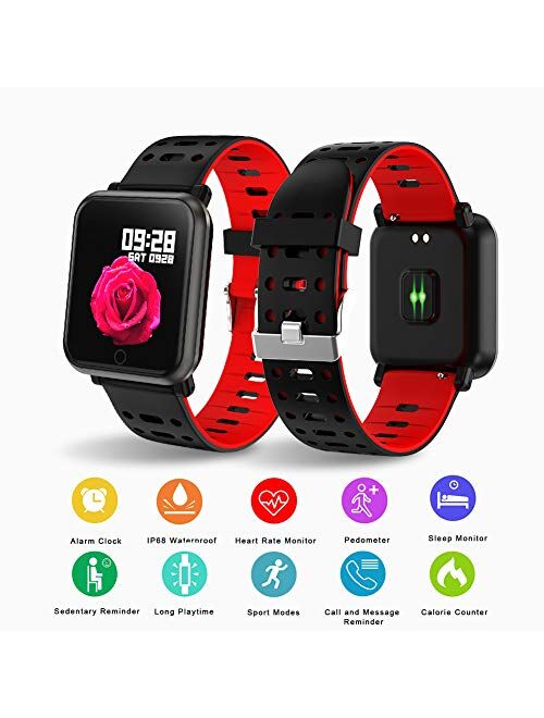 LEKOO Fitness Tracker Smart Watch with Heart Rate Monitor Fit Tracker Waterproof Activity Tracker with Step Counter Fit Watch Sleep Monitor Step Counter for Men and Women