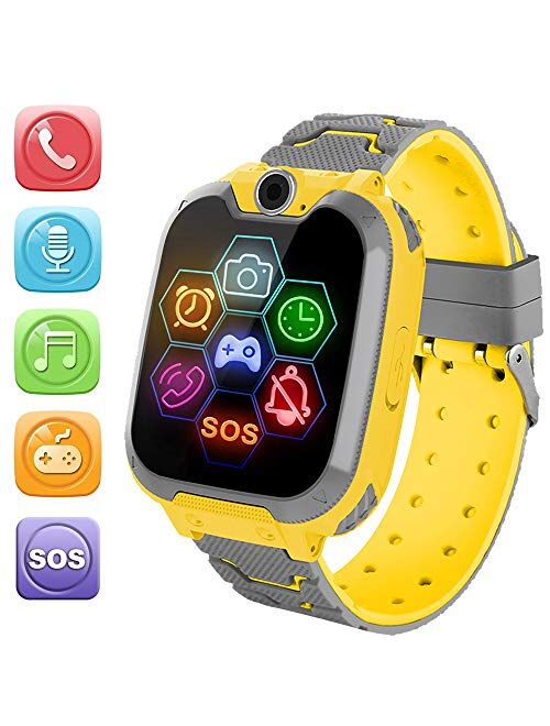 HuaWise Kids Smartwatch[SD Card Included], Waterproof Smartwatch for Kids with Quick Dial, SOS Call, Camera and Music Player, Birthday Gift Game Watch for Boys and Girls 