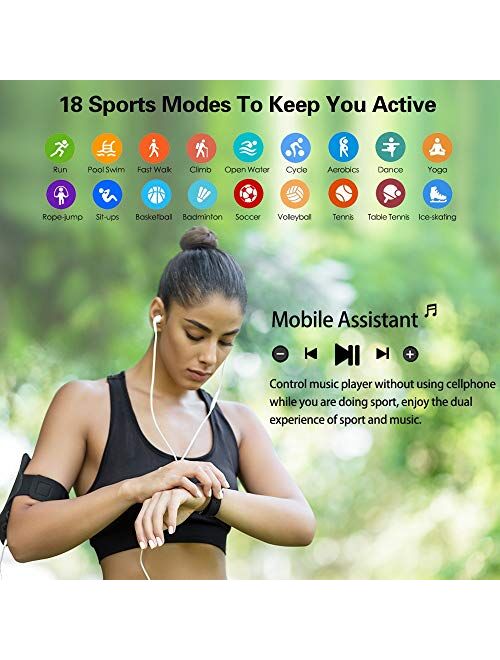 MorePro 18 Sports Mode Smart Watch with Music Control, DIY Screen Fitness Tracker with Blood Oxygen H-R Monitor, Sleep Tracker with Pedometer Step Calories Counter for Me