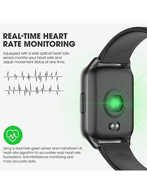 AMENON Fitness Tracker Watch, IP67 Waterproof Smart Watch Heart Rate Blood Pressure Oxygen Monitor for Women Men, Health Exercise Watch Activity Tracker with Pedometer, C