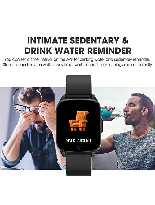 AMENON Fitness Tracker Watch, IP67 Waterproof Smart Watch Heart Rate Blood Pressure Oxygen Monitor for Women Men, Health Exercise Watch Activity Tracker with Pedometer, C