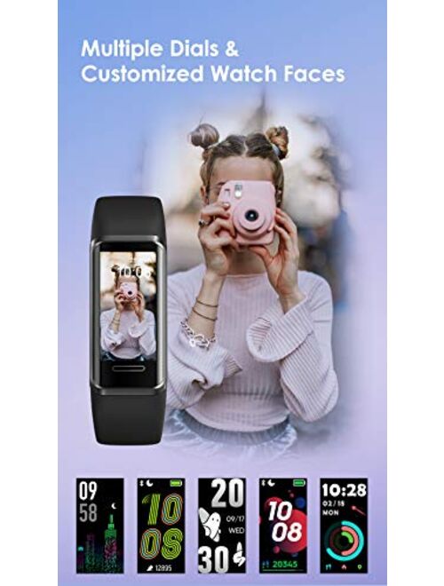 YAMAY Fitness Tracker 2021 Version, Watches for Women Men with Customized Watch Face Touch Screen Alexa Built-in, Blood Oxygen & Heart Rate Monitor Sleep Tracker IP68 Swi