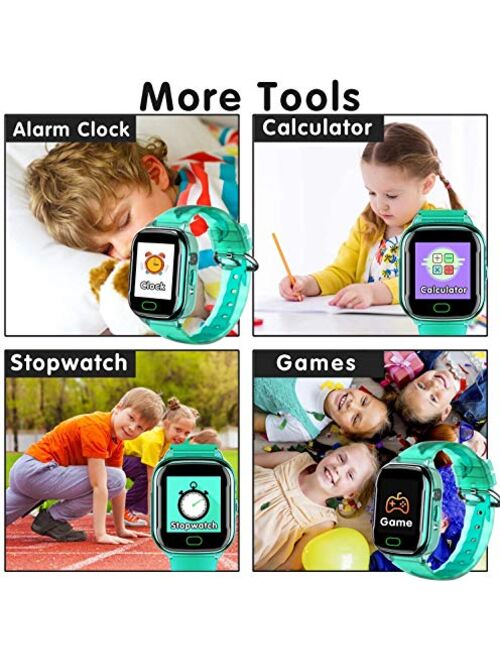 iGeeKid Kids Smart Watch Phone-IP67 Waterproof Smartwatch Boys Girls Toddler Digital Wrist Watch 1.44" Full Touch Calls,Camera,Gizmos Games,Alarm,12/24 Hr Kids Learning T