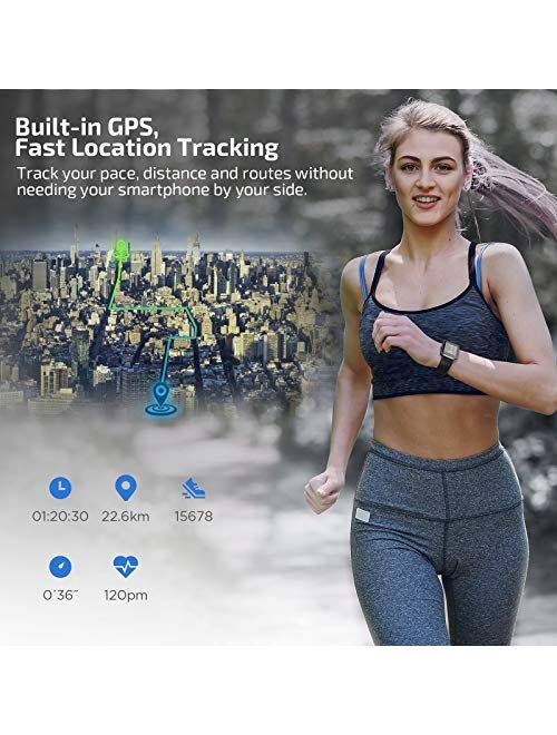 LETSCOM Smart Watch, GPS Running Watch Fitness Trackers with Heart Rate Monitor Step Counter Sleep Monitor, IP68 Waterproof Digital Watch Activity Tracker Compatible with