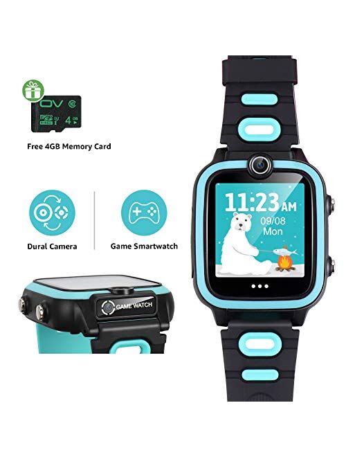 Kid Smart Watch Toy for 4-12 Year Old, Game Smartwatch with 4 GB Memory Card Screen Protector, HD Dual Cameras Watch for Kid, Game Toddler Watch, Smart Watch as Birthday 
