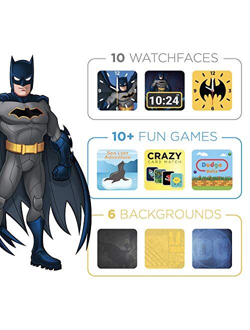 PlayZoom Batman Kids Smartwatch - Video and Camera Selfies Music Learning Educational Fun Interactive Games Touch Screen Sports Digital Watch Birthday Gift for Kids Toddl