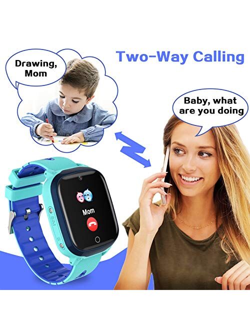 Kids Smart Watch for Boys Girls, Kids Smartwatch with Call SOS Camera Music Player Alarm Clock Calculator Calendar 7 Games Touch Screen Watchs Toys Birthday Gifts for 4-1