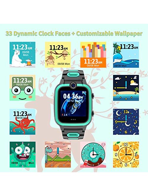 【Dual Cameras + Video 】 Smart Watch for Kids Boys Girls with Dual Cameras Video Recorder Player, MP3 Music Player,Pedometer ,33 Clock Faces ,7 Games, Waterproof and More 