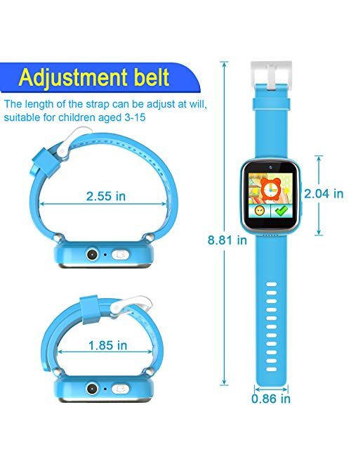 Smart Watch for Kids, Pink and Blue Color with HD Dual Camera Touch Screen Smart Learning Watch Educational Toys with Flashlight Music Player Multi-Function for Kids Age 