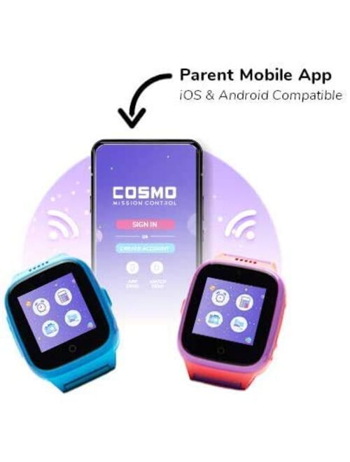 Cosmo JrTrack Kids Smartwatch - Voice and Video Call - GPS Tracker - SOS Alerts - Water Resistant - Blocks Unknown Numbers - SIM Card Included - (Pink)