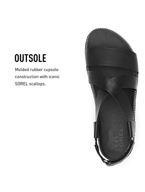 Sorel Women's Roaming Criss Cross Leather Strap Lightweight Sandal