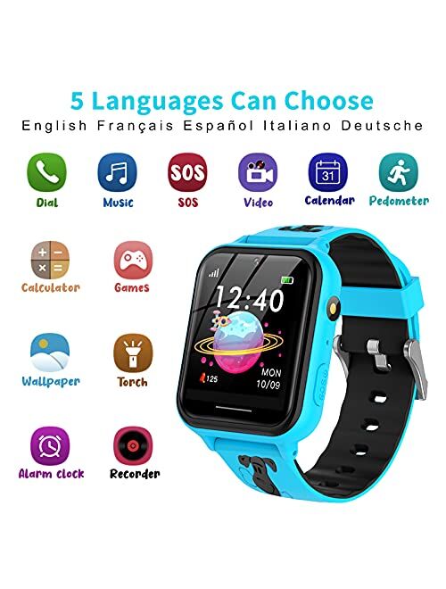 Jsbaby Smart Watch for Kids,Kids smartwatch with Music Player,Pedometer,Math Games,SOS Call,Camera,Alarm,Recorder,Calculator,Mp3,for Birthday Toys Children Boys Girls (Pi