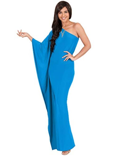 KOH KOH Womens Long Sexy One Shoulder Evening Cocktail Semi Formal Maxi Dress