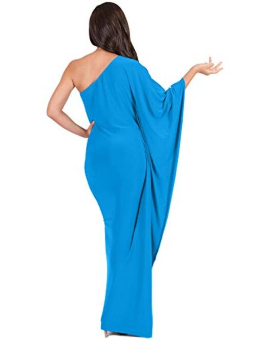 KOH KOH Womens Long Sexy One Shoulder Evening Cocktail Semi Formal Maxi Dress