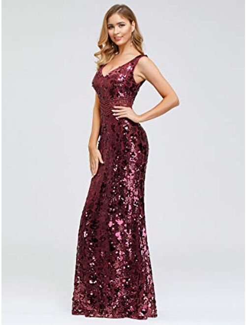 Ever-Pretty Women's Double V-Neck Sequined Evening Party Maxi Dress 07872