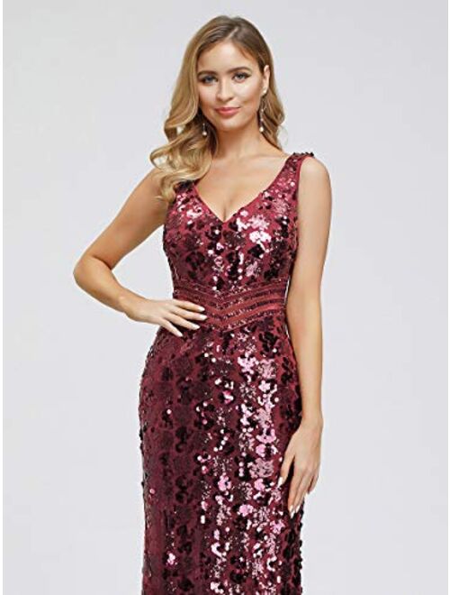 Ever-Pretty Women's Double V-Neck Sequined Evening Party Maxi Dress 07872