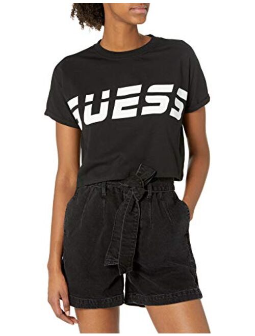 GUESS Women's Active Short Sleeve Crew Neck Cropped T-Shirt