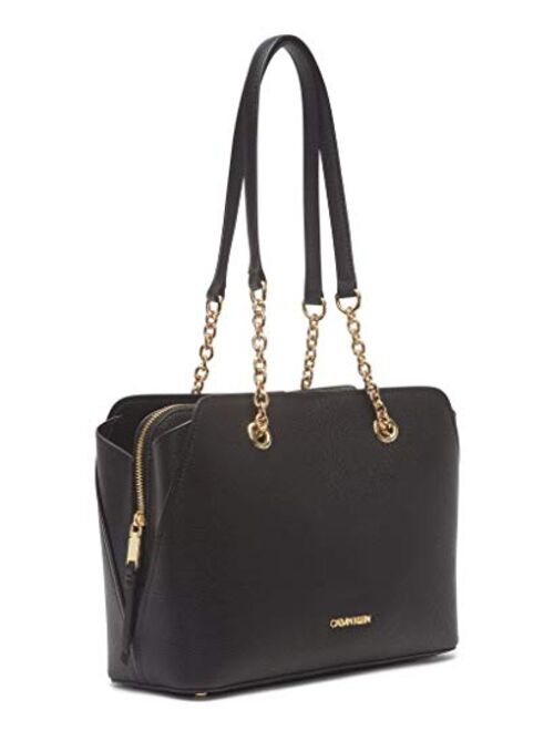 Calvin Klein Hailey Micro Pebble Triple Compartment Chain Satchel