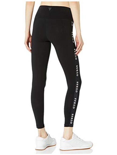 GUESS Women's Active Stretch Jersey Logo Tapping Leggings