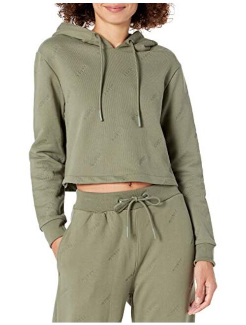 GUESS Women's Active Long Sleeve Hooded Crop Sweatshirt