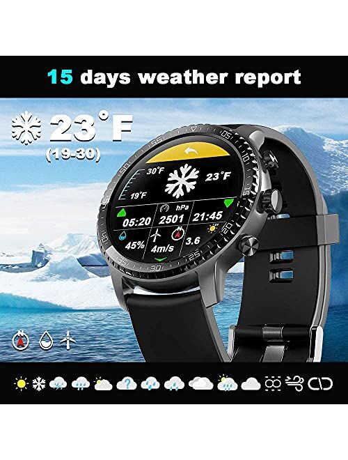 Tinwoo Smart Watch for Android / iOS Phones, Support Wireless Charging, Bluetooth Health Tracker with Heart Rate Monitor, Digital Smartwatch for Women Men, 5ATM Waterproo