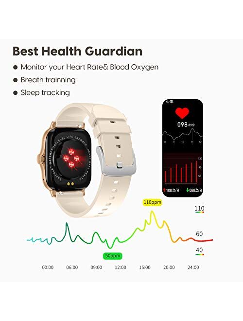 ATGTGA Smart Watch for Android/iOS Phone(Receive/Make Calls,1.63Inch,Bluetooth) 10+Sports Mode,Fitness Tracker with ,Stress Monitor,Cardio Watch for Women Men