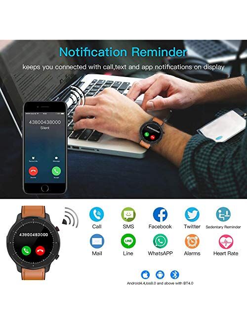 Lucakuins T30 (32.5mm, Bluetooth) Smart Call Watch, With Full Circle Full Touch Personalized Dial, Music Player/Wrist Phone/Heart Rate Monitor/Fitness Tracking/IP67 Water
