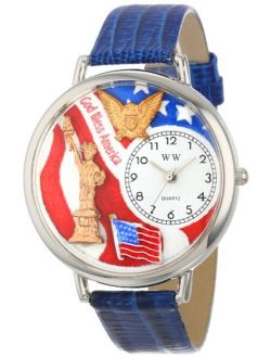 Whimsical Watches Unisex U1220022 July 4th Patriotic Navy Blue Leather Watch