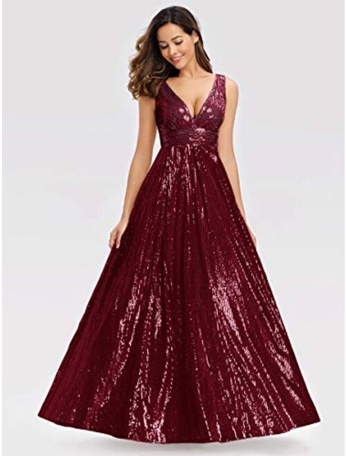 Ever-Pretty Women's V-Neck Long Sequin Dress Maxi Formal Party Dress 0825