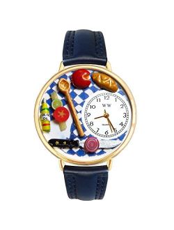 Gourmet Navy Blue Leather and Goldtone Watch #WG-G0310001
