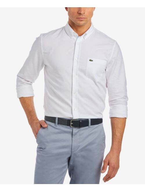 Lacoste Men's Regular Fit Long Sleeve Button Down Solid Oxford Shirt