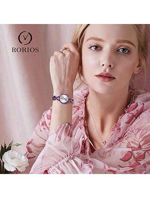 RORIOS Ladies Watch Simulated Diamond Wrist Watch Quartz Analog Watch Women Bracelet Watches Exquisite Girl Watch Steel Band Wristwatch