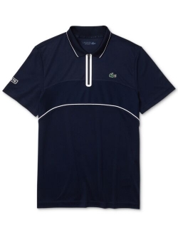 Men's Sport Breathable Resistant Pique Zip Tennis Polo Shirt