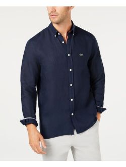 Men's Regular Fit Long Sleeve Linen Pocket Shirt