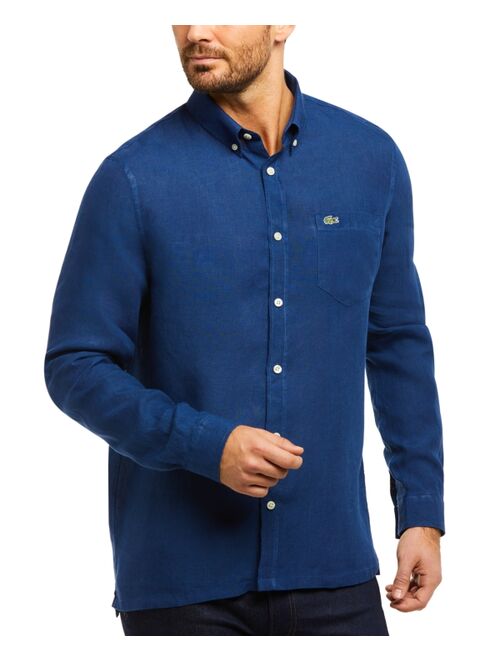Lacoste Men's Regular Fit Long Sleeve Linen Pocket Shirt