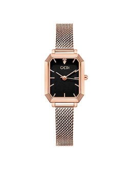 Women Watches Analogue Quartz Watch Casual Watch for Girls Square Dial MinimalismStainless Steel Mesh Strap Fashion Ladies Wristwatches